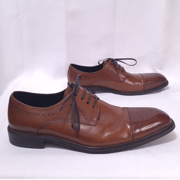 Kenneth Cole Hustle Back Leather Derby Shoes Mens 11.5M Brown Brogue‎ Toe Oxford main image 4